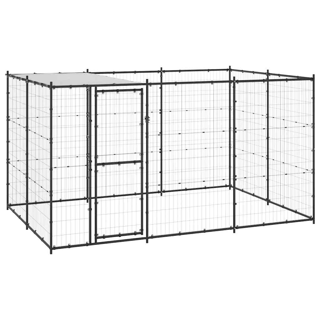 vidaXL Outdoor-Hundezwinger mit Überdachung Stahl 7,26 m²