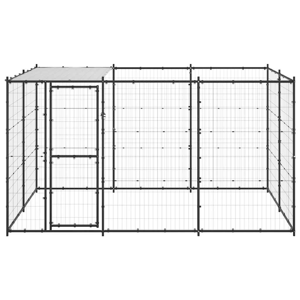 vidaXL Outdoor-Hundezwinger mit Überdachung Stahl 7,26 m²