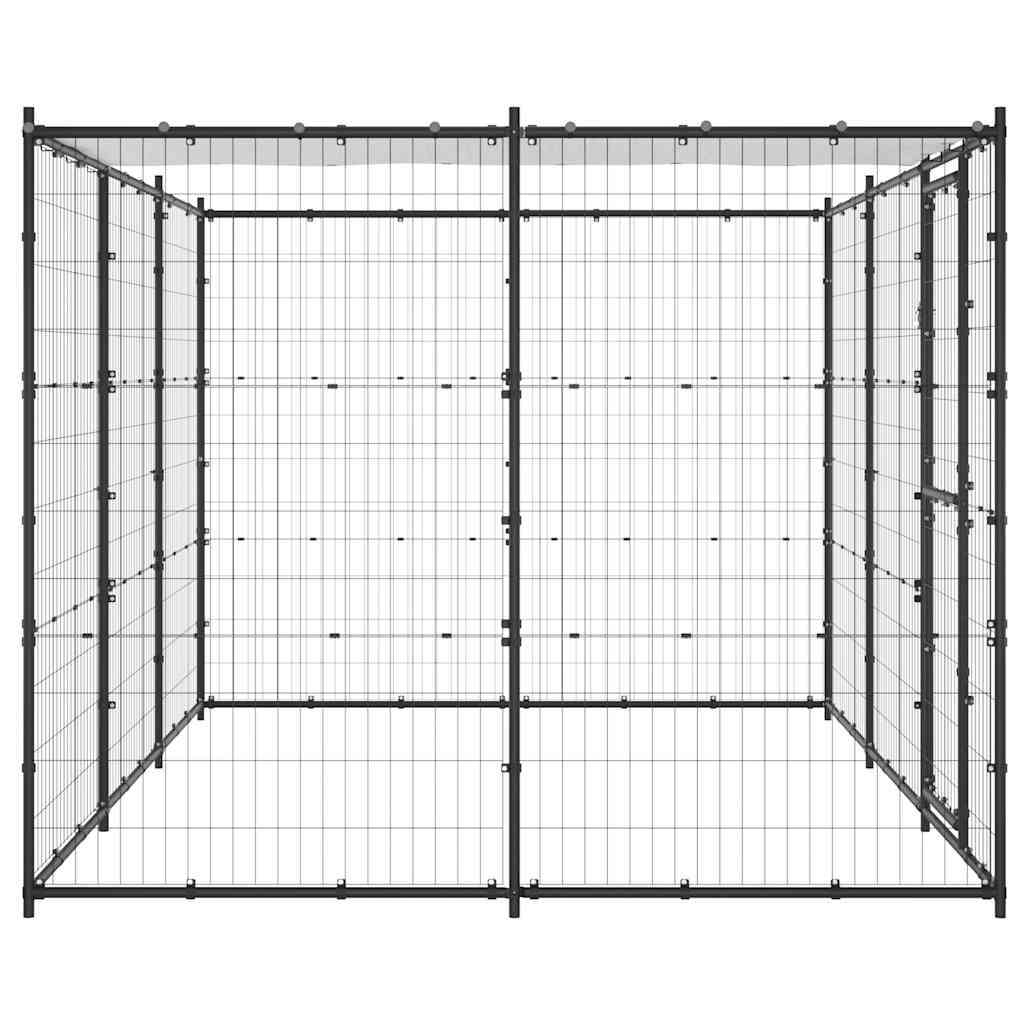 vidaXL Outdoor-Hundezwinger mit Überdachung Stahl 7,26 m²