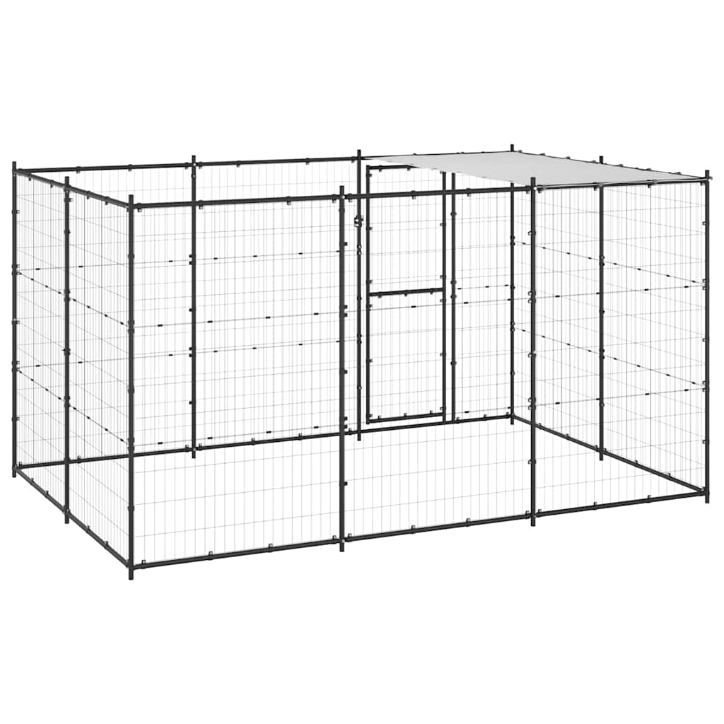 vidaXL Outdoor-Hundezwinger mit Überdachung Stahl 7,26 m²