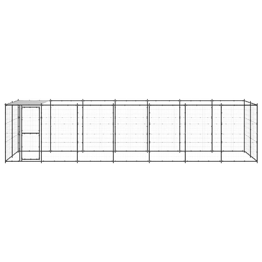 vidaXL Outdoor-Hundezwinger mit Überdachung Stahl 16,94 m²