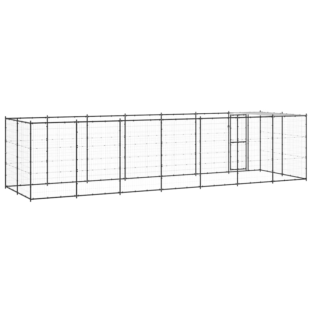 vidaXL Outdoor-Hundezwinger mit Überdachung Stahl 16,94 m²