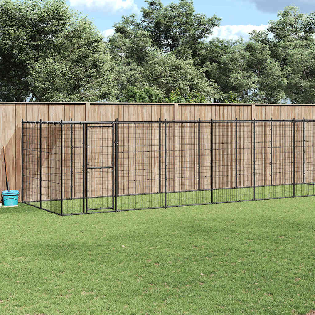 vidaXL Outdoor-Hundezwinger mit Überdachung Stahl 16,94 m²