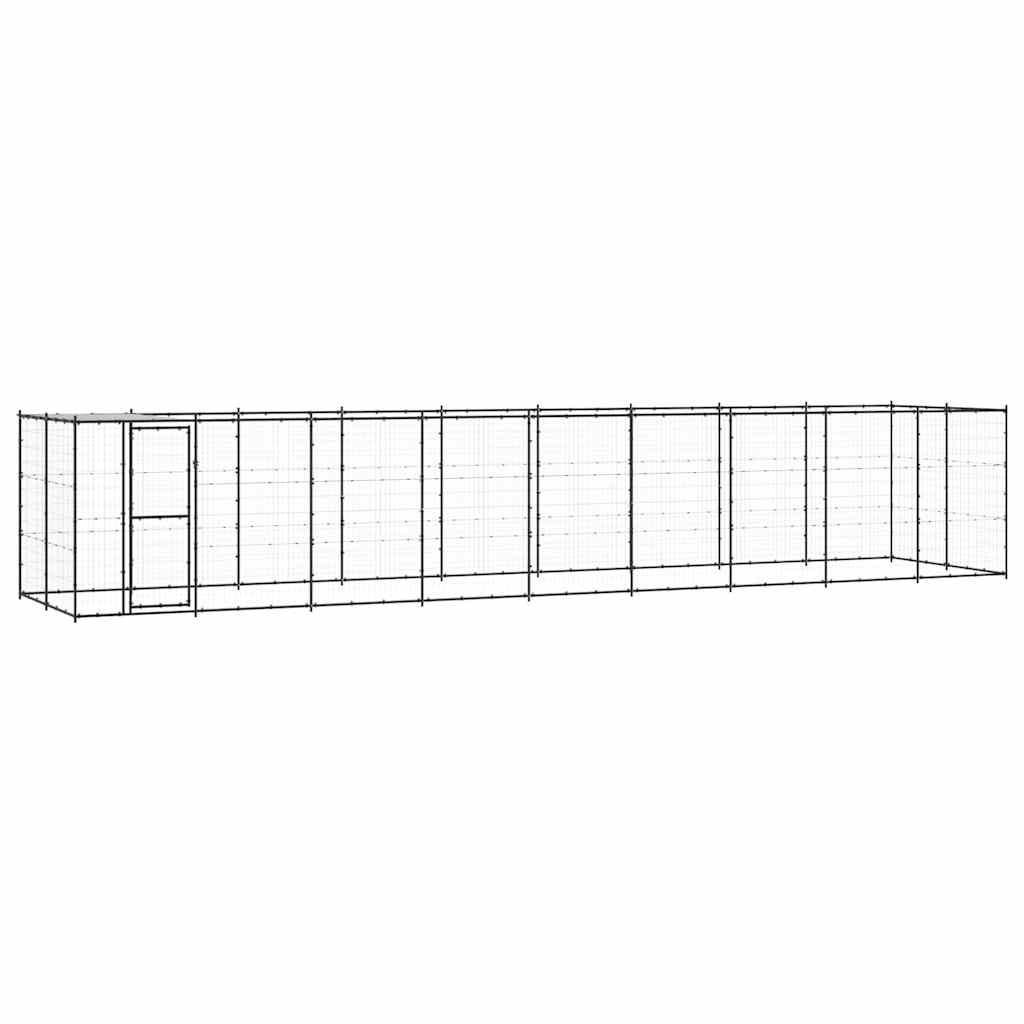 vidaXL Outdoor-Hundezwinger mit Überdachung Stahl 21,78 m²