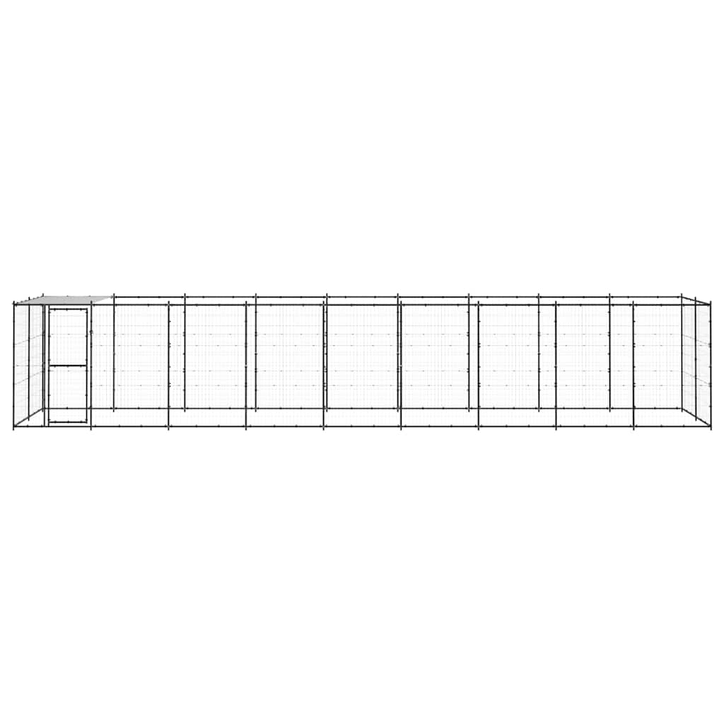 vidaXL Outdoor-Hundezwinger mit Überdachung Stahl 21,78 m²