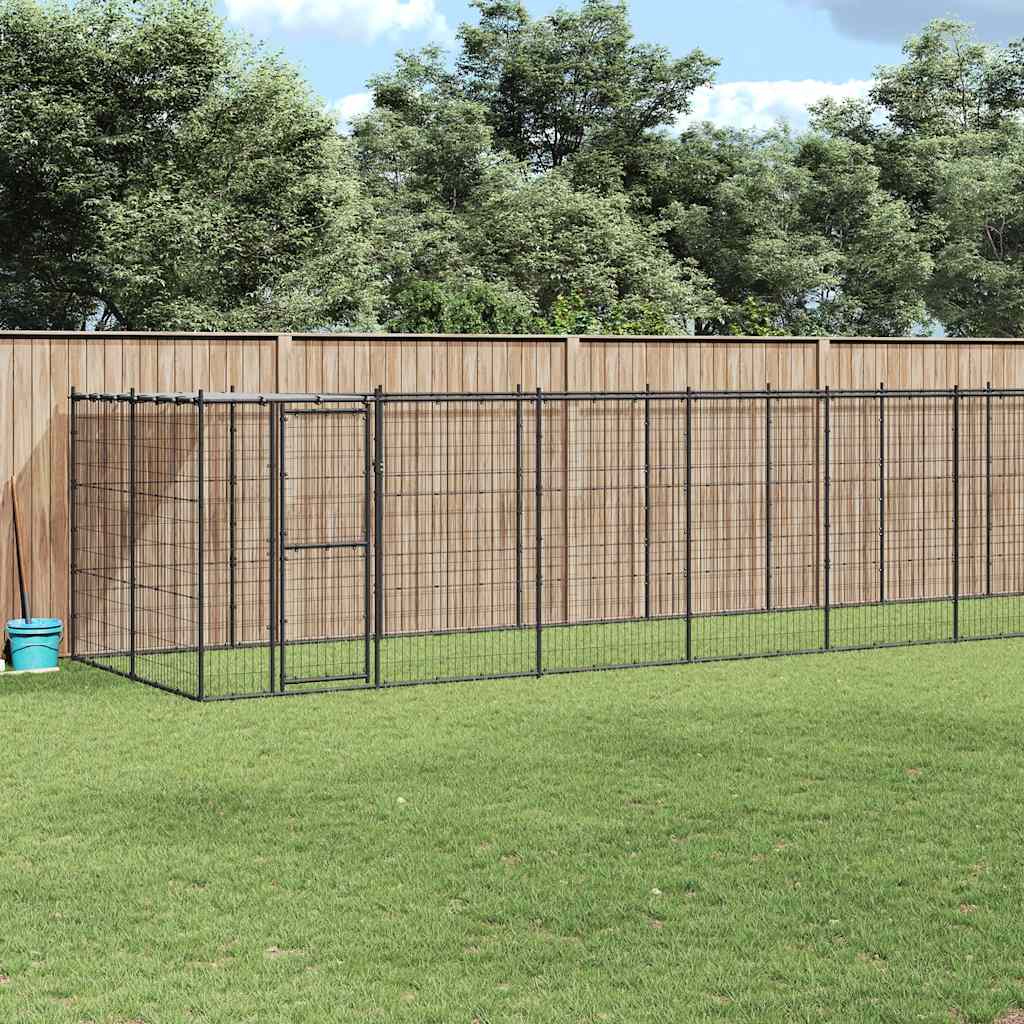 vidaXL Outdoor-Hundezwinger mit Überdachung Stahl 21,78 m²