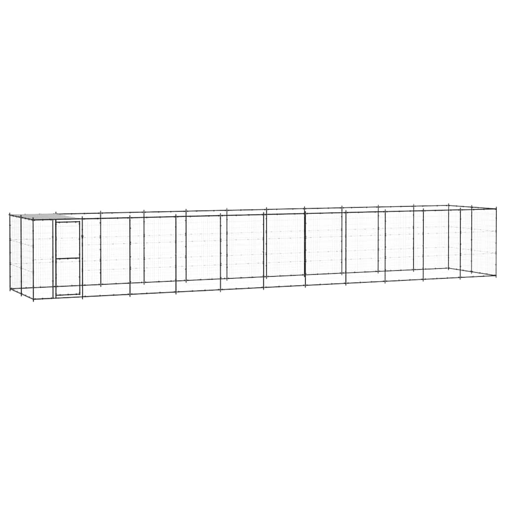 vidaXL Outdoor-Hundezwinger mit Überdachung Stahl 26,62 m²