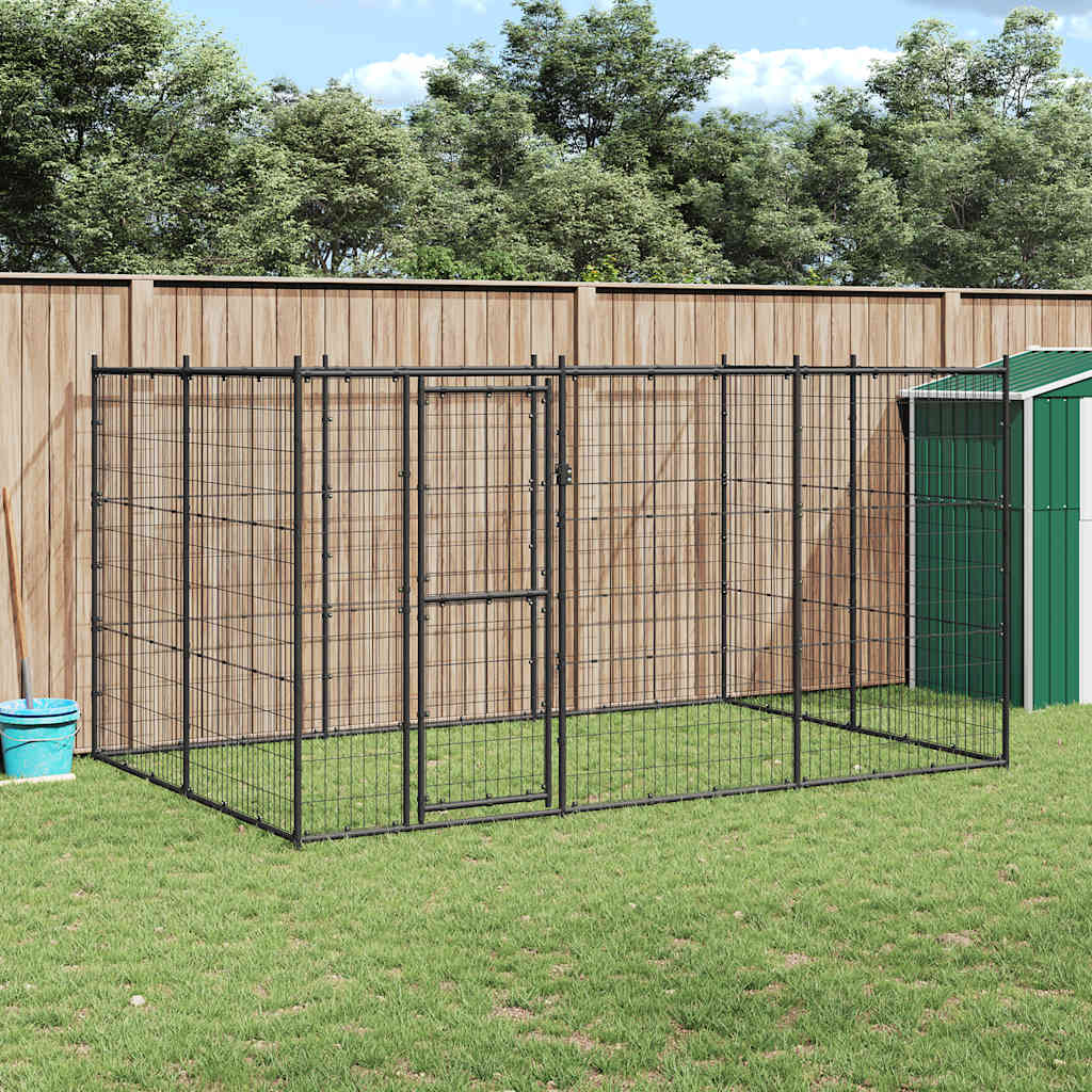 vidaXL Outdoor-Hundezwinger Stahl 7,26 m²