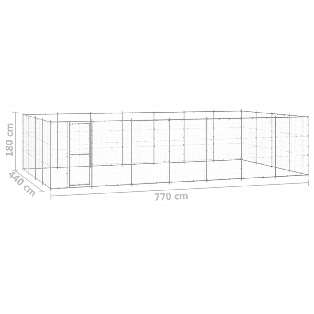 vidaXL Outdoor-Hundezwinger Verzinkter Stahl 33,88 m²