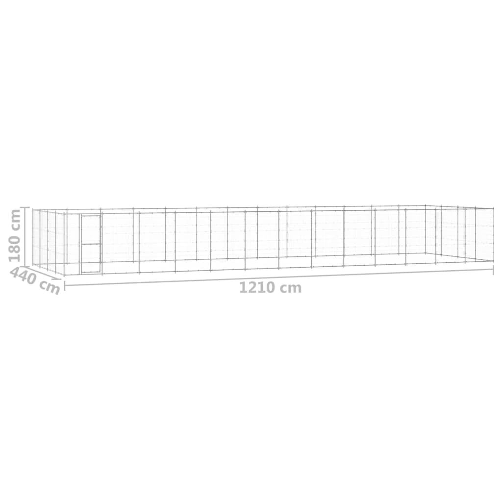 vidaXL Outdoor-Hundezwinger Verzinkter Stahl 53,24 m²