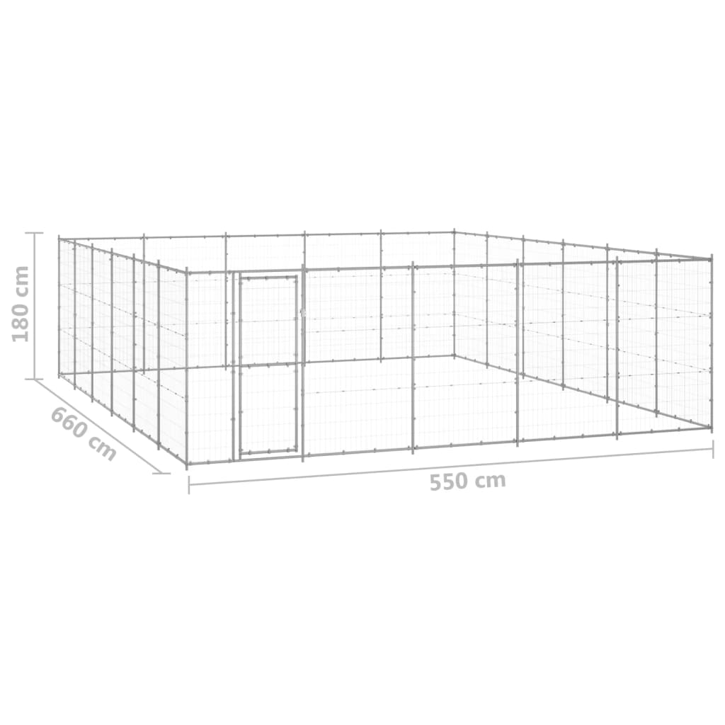 vidaXL Outdoor-Hundezwinger Verzinkter Stahl 36,3 m²