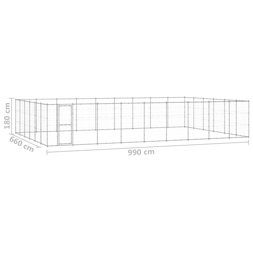 vidaXL Outdoor-Hundezwinger Verzinkter Stahl 65,34 m²