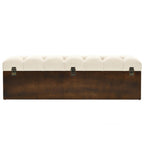 vidaXL Aufbewahrungsbank 110 cm Cremefarben Massivholz Tannenholz und Stoff