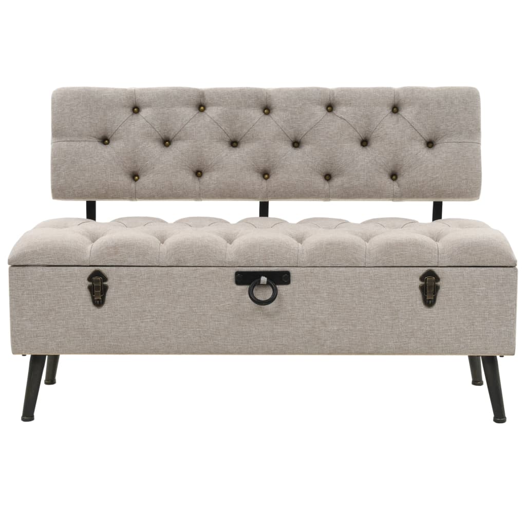 vidaXL Sitzbank mit Stauraum und Rückenlehne 110cm Creme Stoff