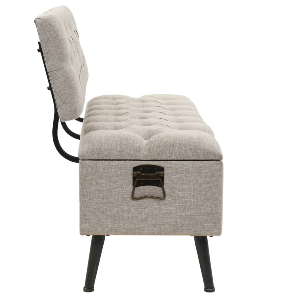vidaXL Sitzbank mit Stauraum und Rückenlehne 110cm Creme Stoff