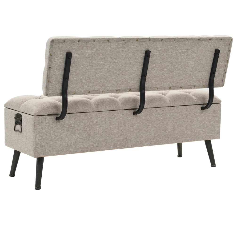 vidaXL Sitzbank mit Stauraum und Rückenlehne 110cm Creme Stoff