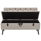 vidaXL Sitzbank mit Stauraum und Rückenlehne 110cm Creme Stoff