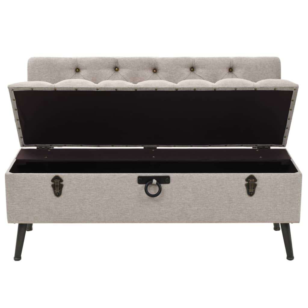 vidaXL Sitzbank mit Stauraum und Rückenlehne 110cm Creme Stoff
