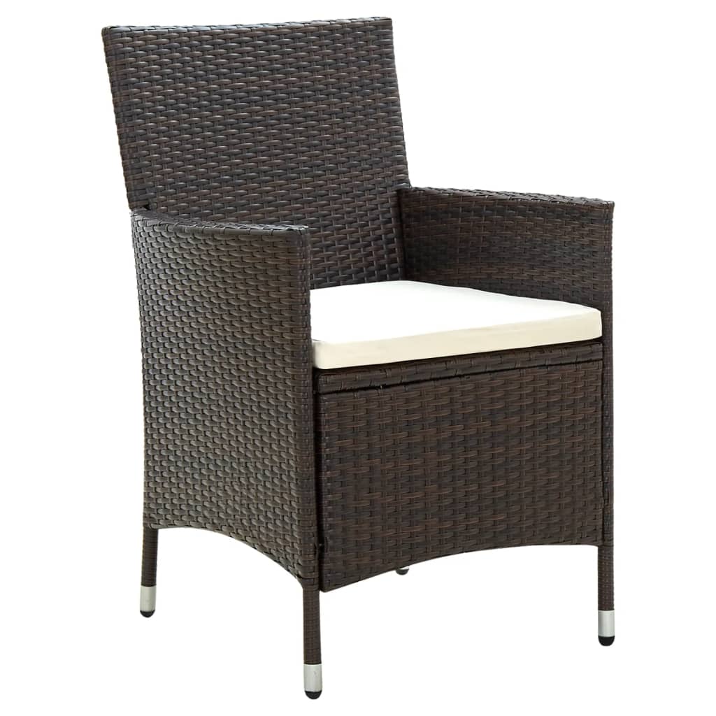vidaXL Gartenstühle mit Sitzpolster 2 Stk. Poly Rattan Braun