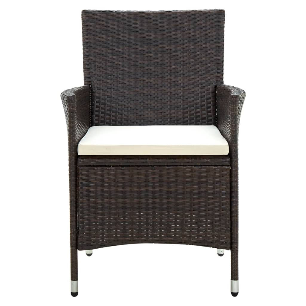 vidaXL Gartenstühle mit Sitzpolster 2 Stk. Poly Rattan Braun