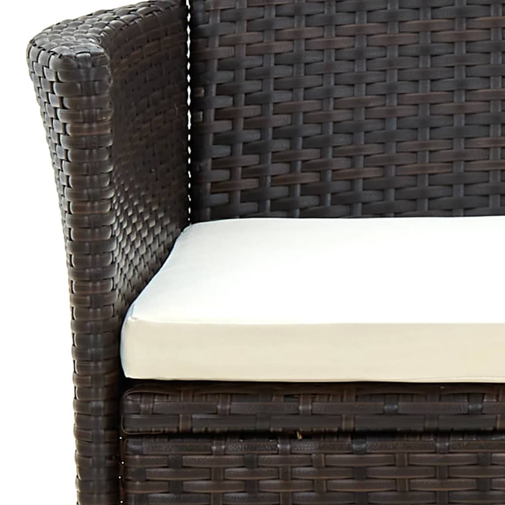 vidaXL Gartenstühle mit Sitzpolster 2 Stk. Poly Rattan Braun