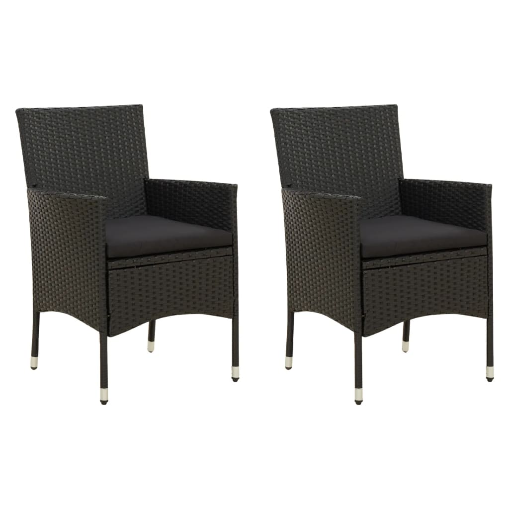 vidaXL Gartenstühle mit Sitzpolster 2 Stk. Poly Rattan Braun