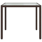 vidaXL Gartentisch 90x90x75 cm Gehärtetes Glas Poly Rattan Braun