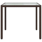 vidaXL Gartentisch 90x90x75 cm Gehärtetes Glas Poly Rattan Braun