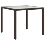 vidaXL Gartentisch 90x90x75 cm Gehärtetes Glas Poly Rattan Braun