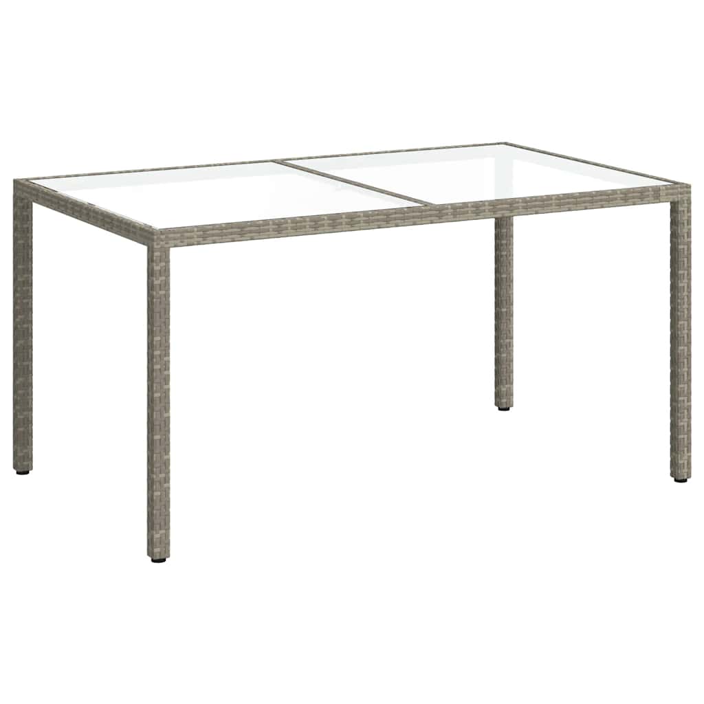 vidaXL Gartentisch 150x90x75 cm Hartglas und Poly Rattan Grau
