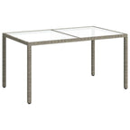 vidaXL Gartentisch 150x90x75 cm Hartglas und Poly Rattan Grau