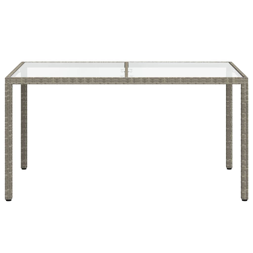 vidaXL Gartentisch 150x90x75 cm Hartglas und Poly Rattan Grau