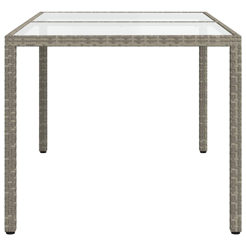 vidaXL Gartentisch 150x90x75 cm Hartglas und Poly Rattan Grau