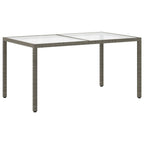 vidaXL Gartentisch 150x90x75 cm Hartglas und Poly Rattan Grau