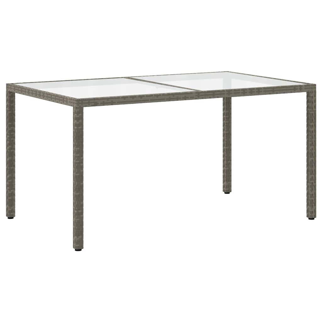 vidaXL Gartentisch 150x90x75 cm Hartglas und Poly Rattan Grau
