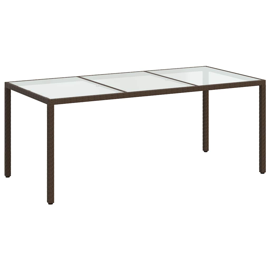 vidaXL Gartentisch Braun 190x90x75 cm Gehärtetes Glas und Poly Rattan