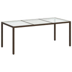 vidaXL Gartentisch Braun 190x90x75 cm Gehärtetes Glas und Poly Rattan