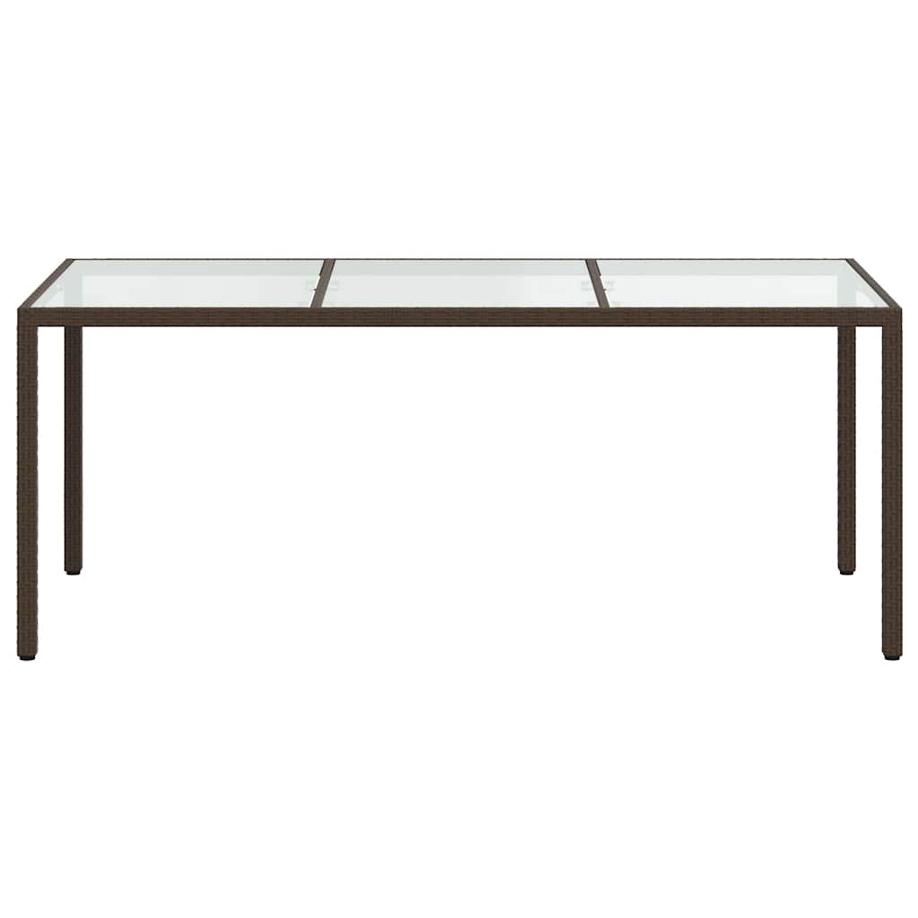 vidaXL Gartentisch Braun 190x90x75 cm Gehärtetes Glas und Poly Rattan