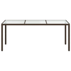vidaXL Gartentisch Braun 190x90x75 cm Gehärtetes Glas und Poly Rattan
