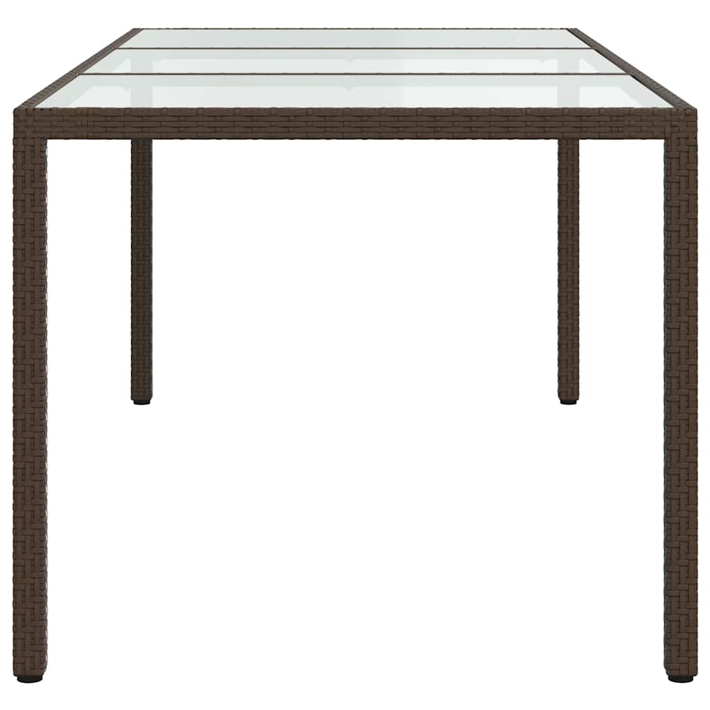 vidaXL Gartentisch Braun 190x90x75 cm Gehärtetes Glas und Poly Rattan