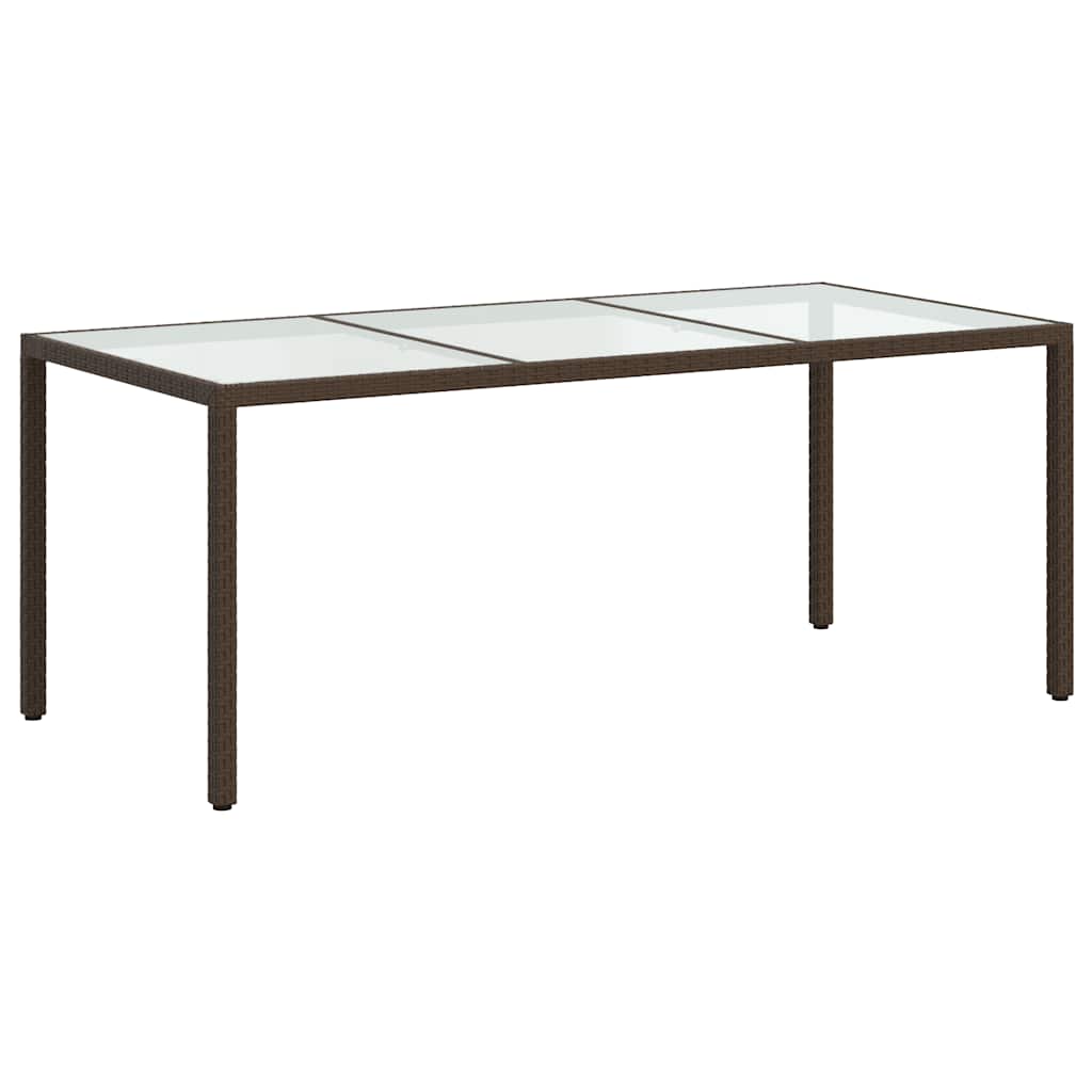 vidaXL Gartentisch Braun 190x90x75 cm Gehärtetes Glas und Poly Rattan