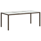 vidaXL Gartentisch Braun 190x90x75 cm Gehärtetes Glas und Poly Rattan