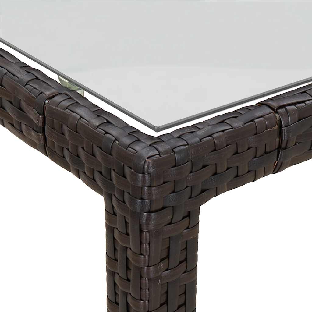 vidaXL Gartentisch Braun 190x90x75 cm Gehärtetes Glas und Poly Rattan