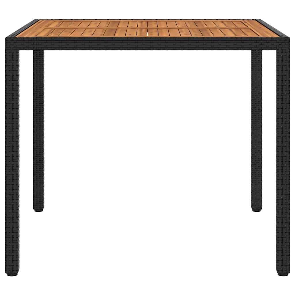vidaXL Gartentisch 90x90x75 cm Poly Rattan und Akazienholz Schwarz