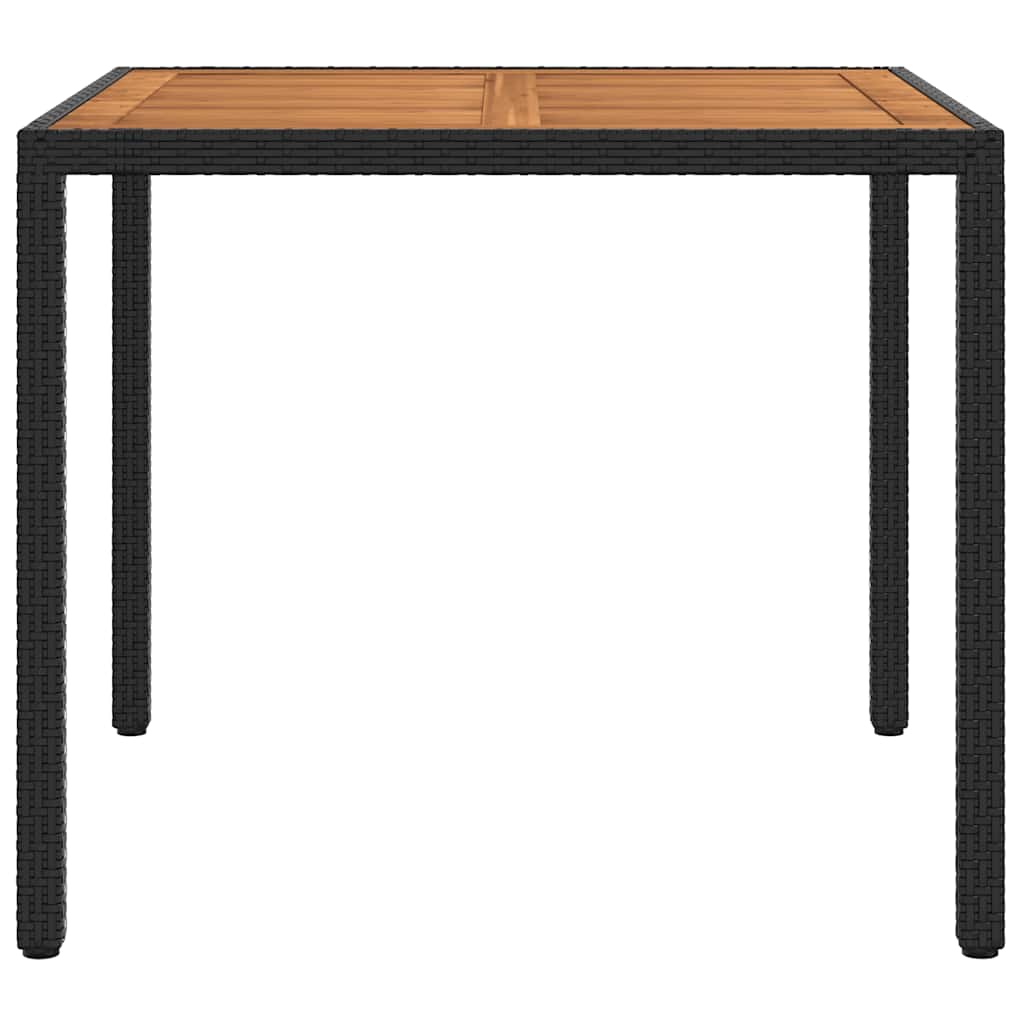 vidaXL Gartentisch 90x90x75 cm Poly Rattan und Akazienholz Schwarz
