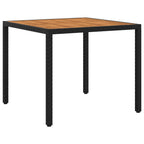 vidaXL Gartentisch 90x90x75 cm Poly Rattan und Akazienholz Schwarz
