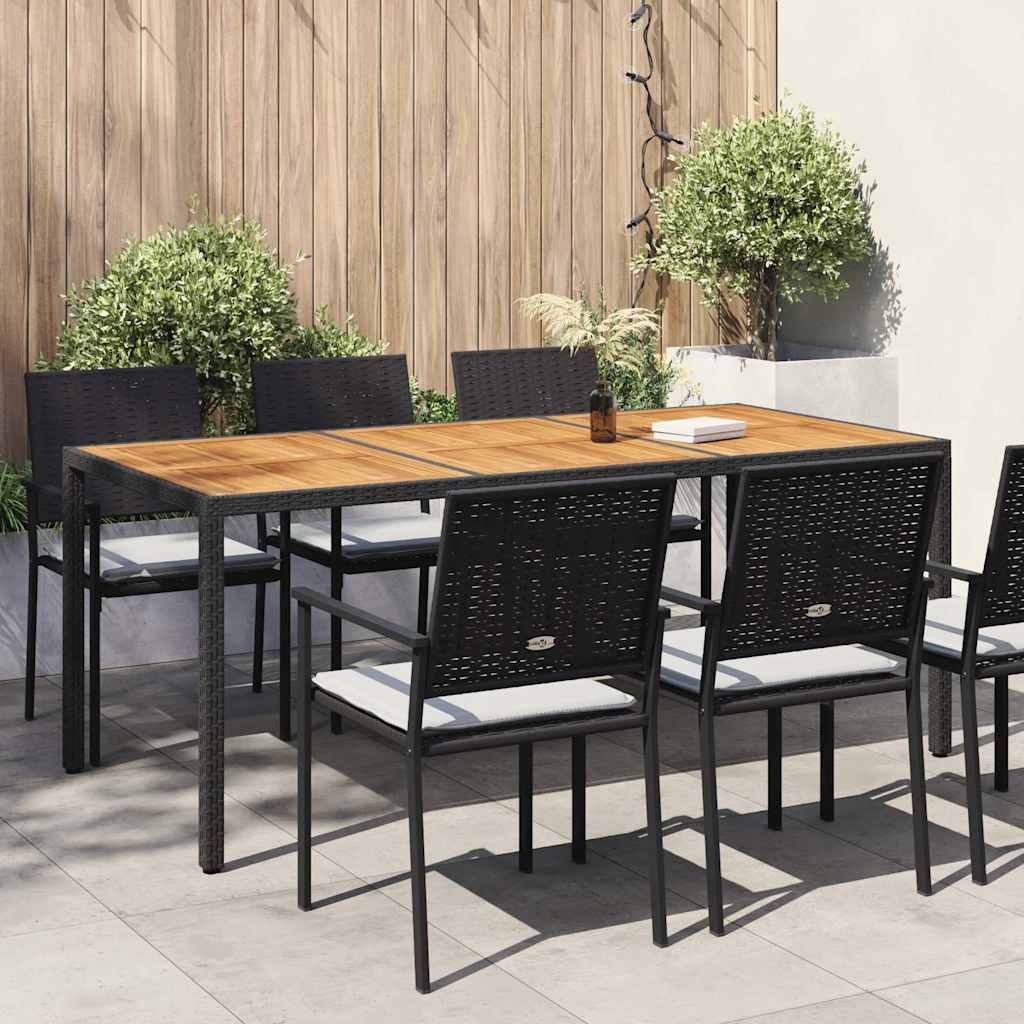 vidaXL Gartentisch 90x90x75 cm Poly Rattan und Akazienholz Schwarz