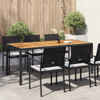 vidaXL Gartentisch 90x90x75 cm Poly Rattan und Akazienholz Schwarz