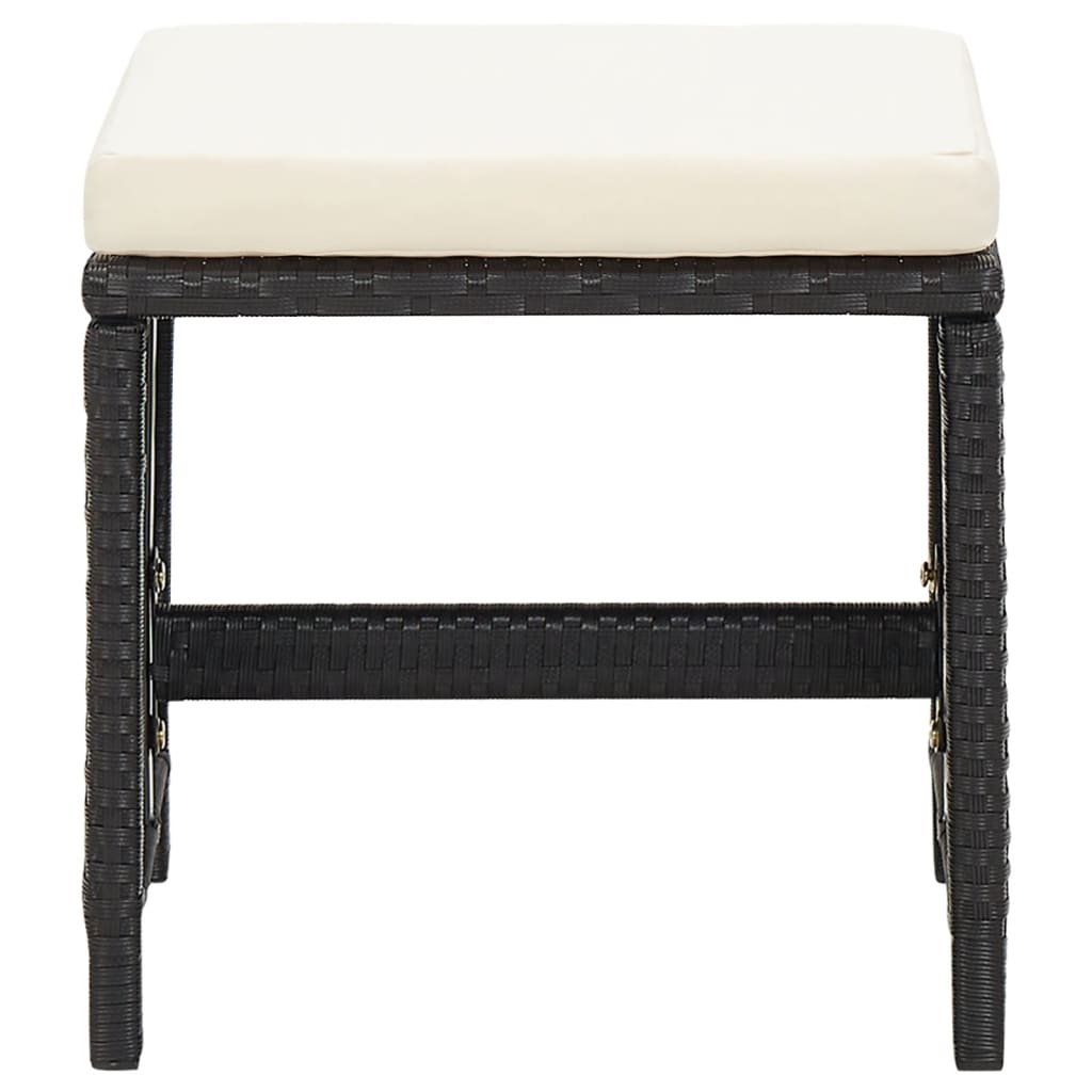 vidaXL Gartenhocker 4 Stk. mit Sitzkissen Poly Rattan Schwarz
