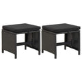vidaXL Gartenhocker mit Kissen 2 Stk. Poly Rattan Schwarz